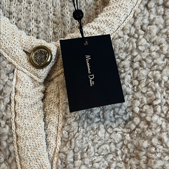 NWT MASSIMO DUTTI Boucle Knit Alpaca Wool Beige Cardigan with Buttons, Size S - Picture 10 of 15